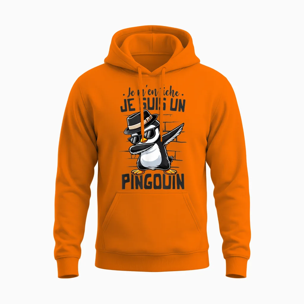 Penguin Funny Kids Girl Boy I Am Penguin T-Shirt, White, S Unisex Hoodie in Safety Orange