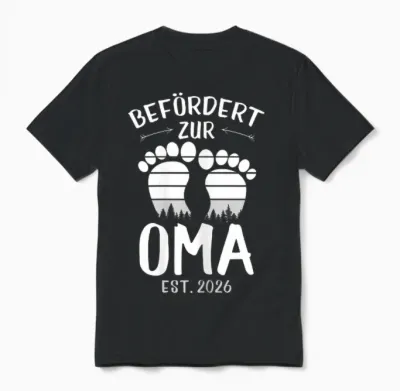 Befördert Zur Oma Est. 2026 Muttertag Oma 2026 Unisex T-Shirt - Black