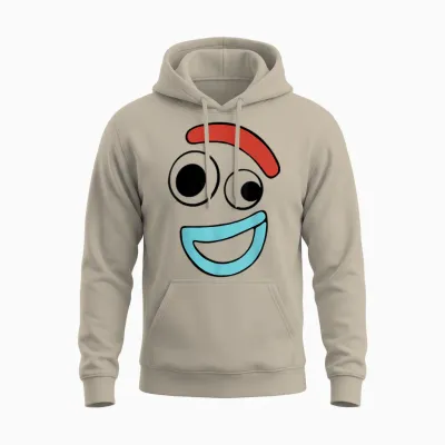 Disney Pixar Toy Story 4 Forky Large Happy Face Unisex Hoodie - Sand