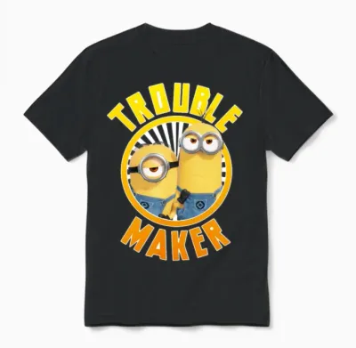 Minions Two Minions Trouble Maker Unisex T-Shirt - Black