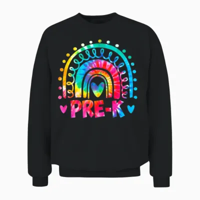 Tie Dye Prek Teacher Rainbow Preschool Back To Unisex Sweatshirt - Black