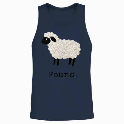 Found Sheep Psalm 23 Christian Faith Lamb Minimalist Unisex Tank Top - Navy