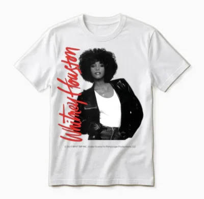 Whitney Houston Photo Mug and Pink Nameplate Unisex T-Shirt - White