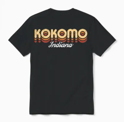 Retro Kokomo Indiana Unisex T-Shirt - Black