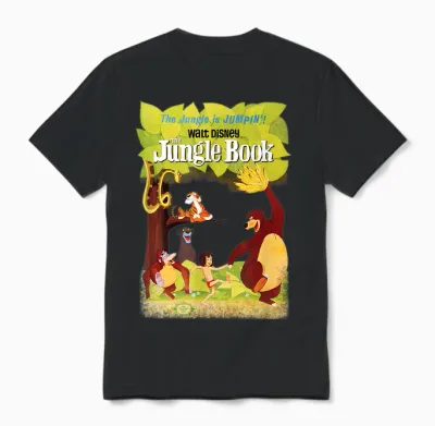 Disney the Jungle Book Retro Movie Poster T-Shirt, Green Unisex T-Shirt - Black