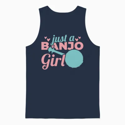 Funny Banjo Girl Unisex Tank Top - Navy