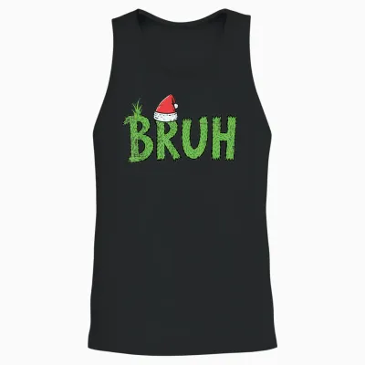Christmas Bruh Santa Hat Funny Xmas Meme Humor Men Women Kid Unisex Tank Top - Black