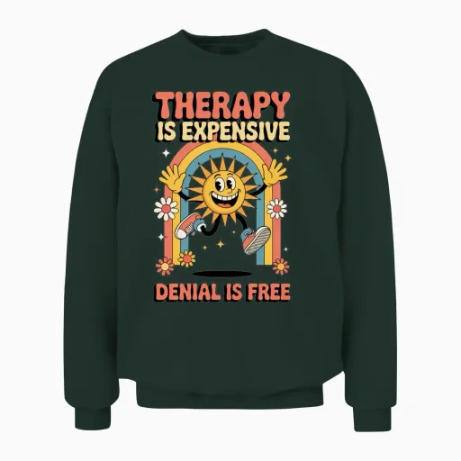 Funny Retro Mental Health - Vintage Therapy Design Unisex Sweatshirt in Forest