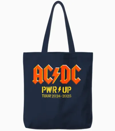 Pwr Up World Tour 2024-2025 Full Dateback T-Shirt, Black, S Tote Bags - Navy