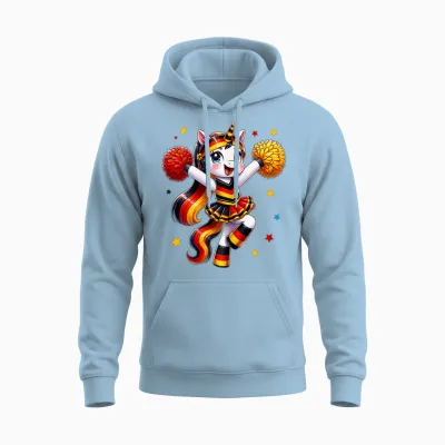 Deutschland Fan Cheerleader Einhorn Für Frauen Und Mädchen Unisex Hoodie - Light Blue