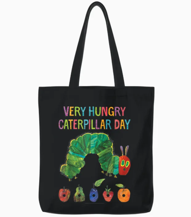 Eric Carle Very Hungry Caterpillar Day Children's Book Tote Bags in Black