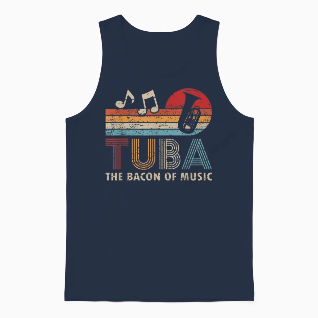 Retro Tuba Orchester Blasmusik Musiker Tubist Unisex Tank Top in Navy