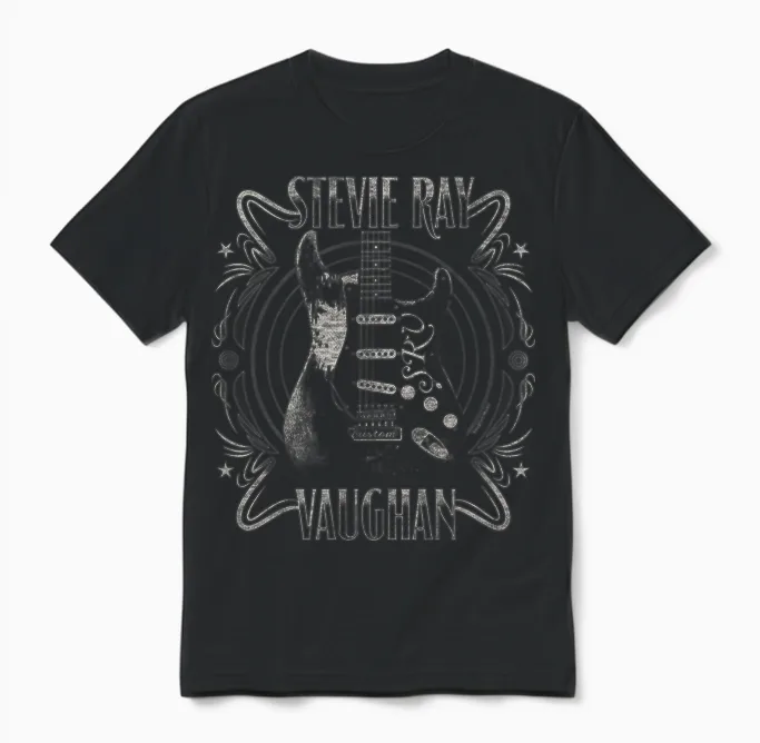 Stevie Ray Vaughan - Blues Rock Music Guitar Unisex T-Shirt in Black