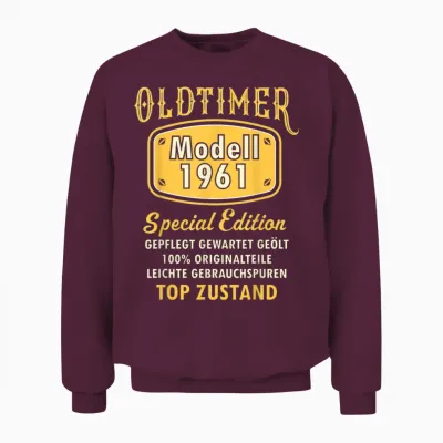 1961 Birthday Man 65th Decoration Funny 65s 65th Birthday Unisex Sweatshirt - Maroon