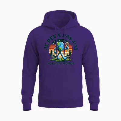 Je Peux Pas J'ai Tour Du Monde Gift Humour Adventure Funny T-Shirt, White, S Unisex Hoodie - Purple