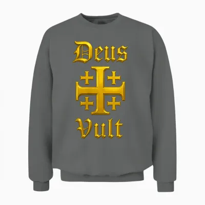 Deus Vult - Jerusalemkreuz - Katholischer Ritter Unisex Sweatshirt - Graphite Heather