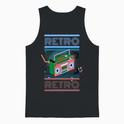 80's Retro Boombox Unisex Tank Top - Black