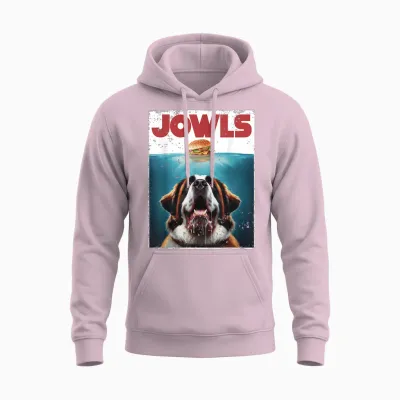 Funny St. Bernard, Jowls Burger, Saint Giant Dog Mom, Dad Unisex Hoodie - Light Pink