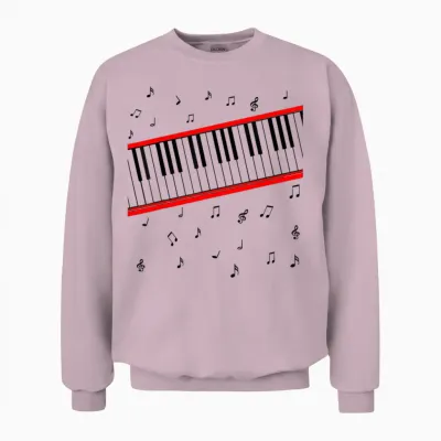Piano Keys Music Lover Beat It Pianist 1980s Cosplay Costume Unisex Sweatshirt - Light Pink
