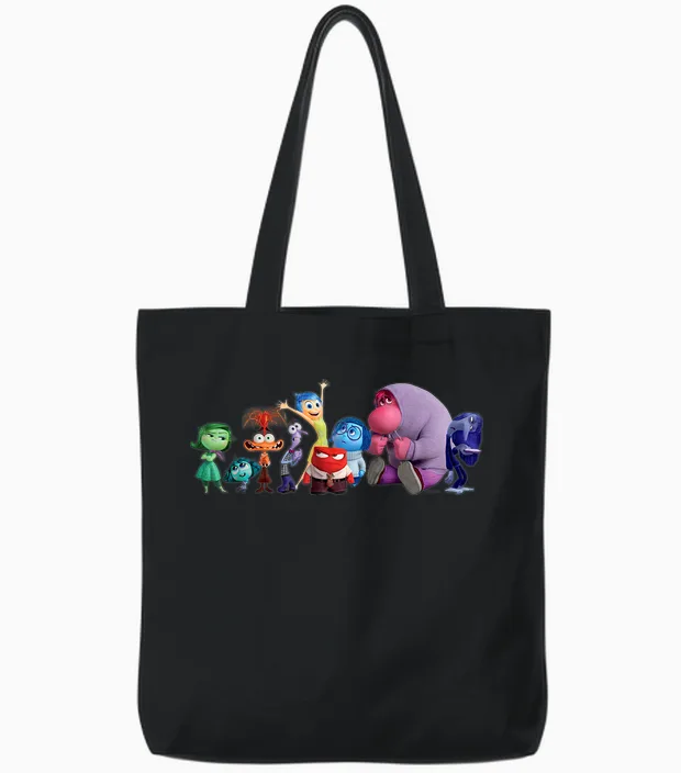 Disney and Pixar's Inside Out 2 Emotions Group All Together T-Shirt, Black Tote Bags in Black