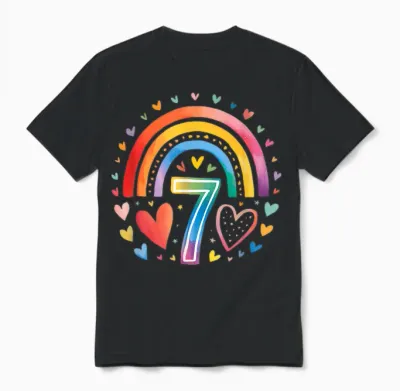 Ich Bin Schon Sieben - Regenbogen 7. Geburtstag Design Für M Unisex T-Shirt - Black