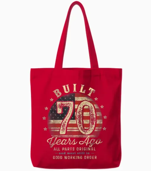 Built 70 Years Ago Funny 70th Birthday Usa Tote Bags - Red