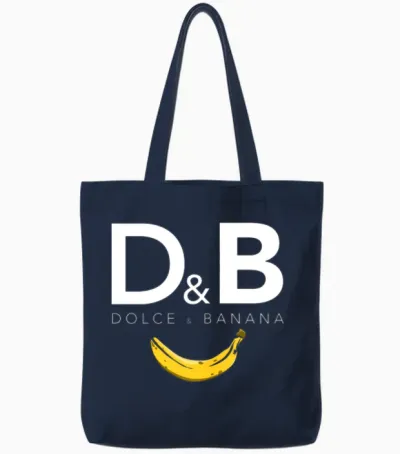 Dolce and Banana Funny Vegan Tote Bags - Navy