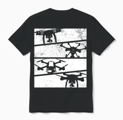 Retro Drone Quadcopter Drone - Retro Drone Unisex T-Shirt - Black