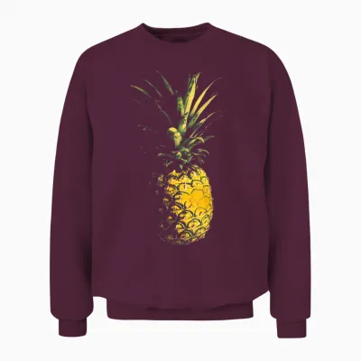 Graphic Art Pineapple Fruit Pineapple T-Shirt, Black, S Unisex Sweatshirt - Maroon