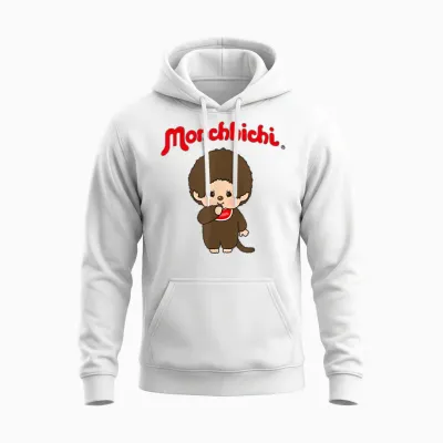 Monchhichi Cute Stance Thumbs Up Fluffy Little Guy Unisex Hoodie - White