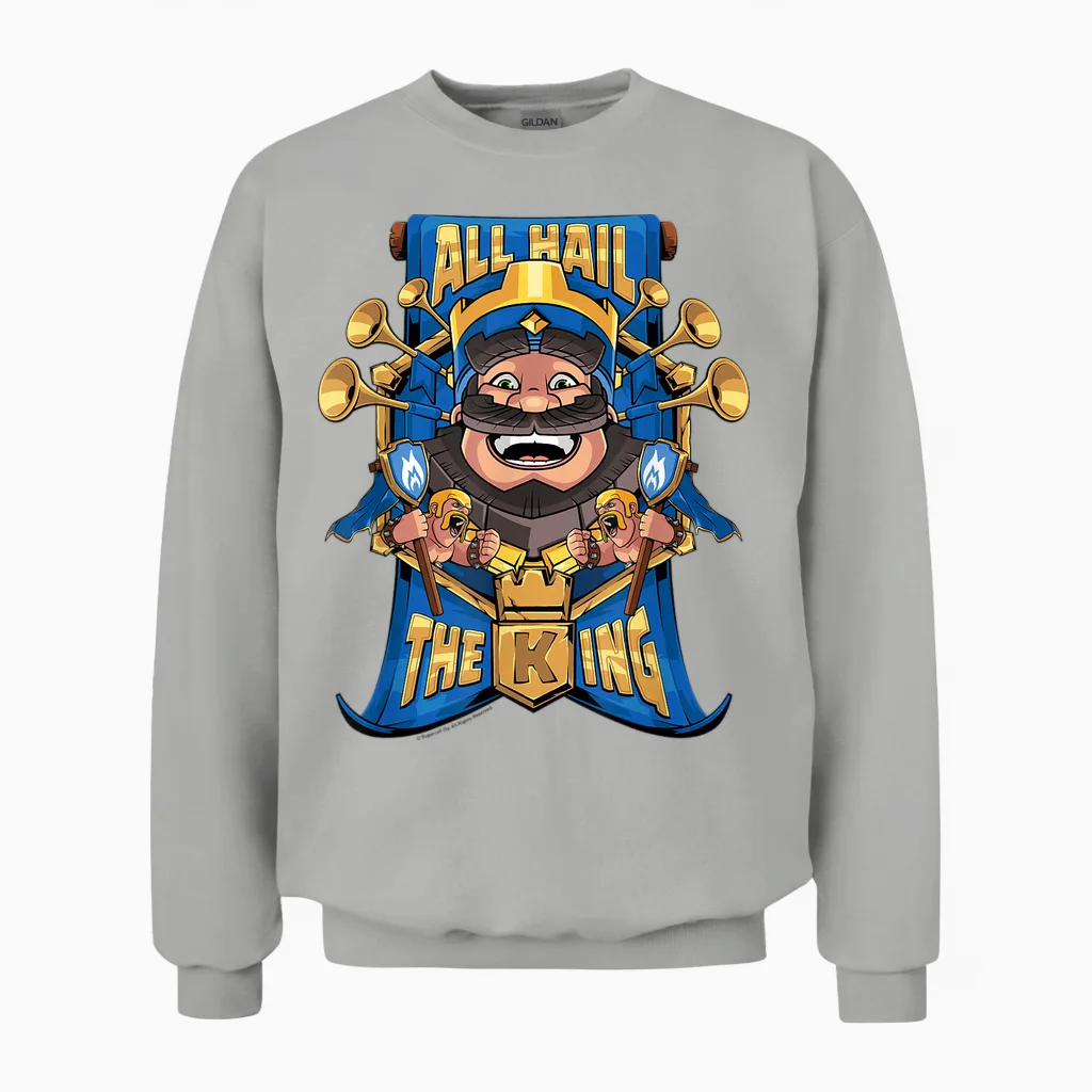 Clash Royale All Hail the King Epic Royal Portrait Unisex Sweatshirt in Ash