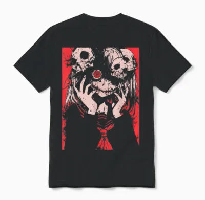 Horror Anime Manga | Japan Japanese Creepy Kawaii Goth T-Shirt, Black Unisex T-Shirt - Black