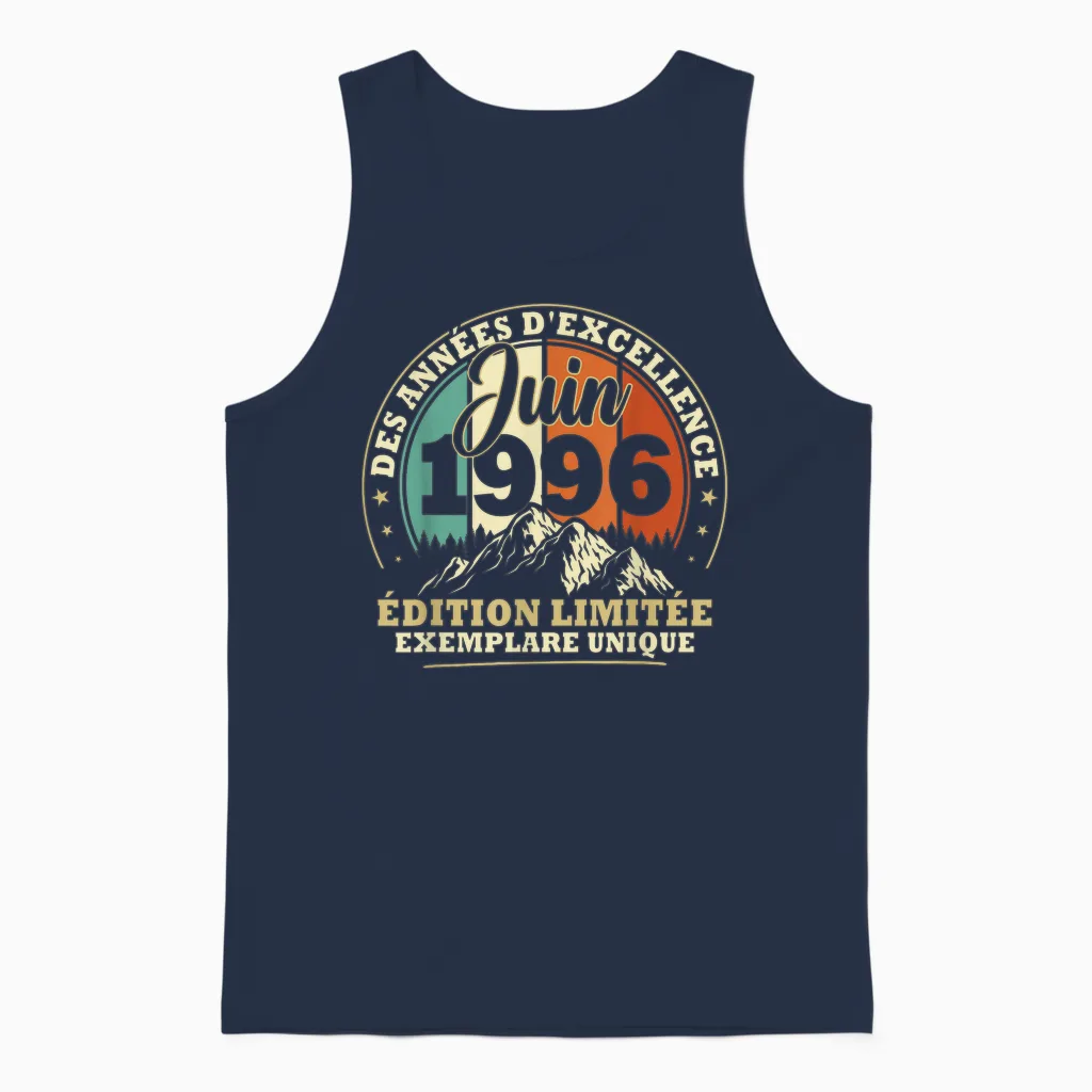 Vintage Juin 1996 Cadeau Anniversaire 30 Ans Hommes Femmes Unisex Tank Top in Navy