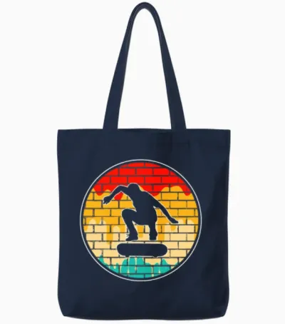 Skating Retro Tote Bags - Navy