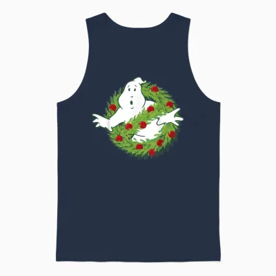 Ghostbusters Classic Logo Christmas Wreath Graphic Unisex Tank Top - Navy