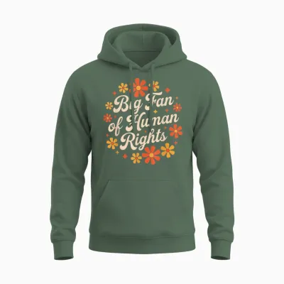 Retro Floral Big Fan of Human Rights Equality Activist Unisex Hoodie - Military Green