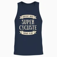 Super Cycliste Imité Humour Idée Cadeau Personnalisé Vélo T-Shirt Haut De Gamme Unisex Tank Top in Navy - 2