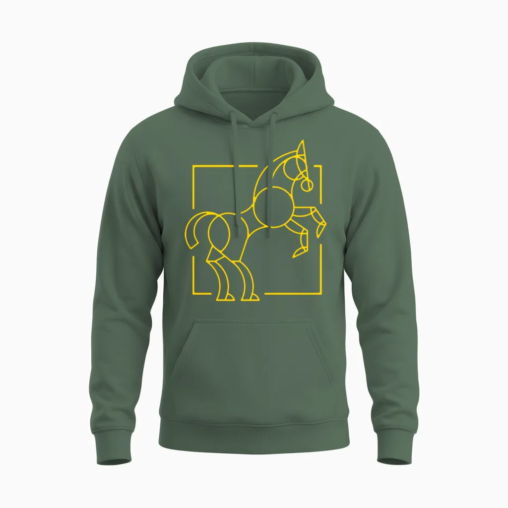 Horse Logo Lovers Gift Unisex Hoodie in Military Green