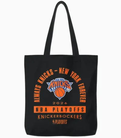 Nba 2026 Playoffs Mantra Knicks Over the Rainbow Tote Bags - Black