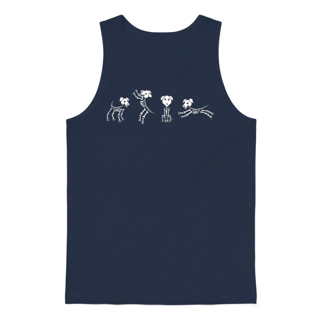 Spooky Dancing Dog Skeletons Classic White Hallowe Unisex Tank Top - Navy