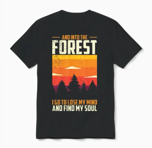 And into the Forest Hiking Camper Camping Outdoor Unisex T-Shirt in Black