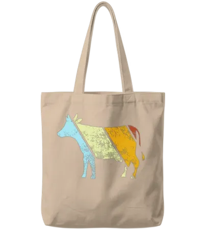 Cow Retro Tote Bags - Natural