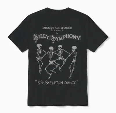 Disney Silly Symphonies the Skeleton Dance Vintage Logo Unisex T-Shirt - Black