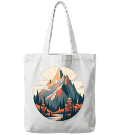 Retro Sunset Mountain Tote Bags - White