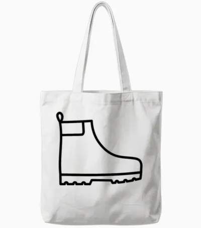 Hiking Boot Tote Bags - White