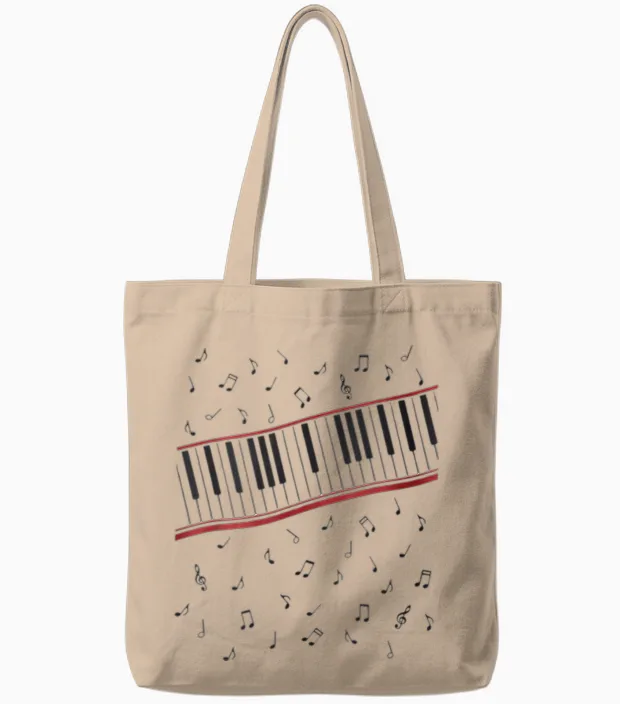 Funny 1980s Beat It Piano Beat Music Cosplay Keyboard Player Tote Bags in Natural