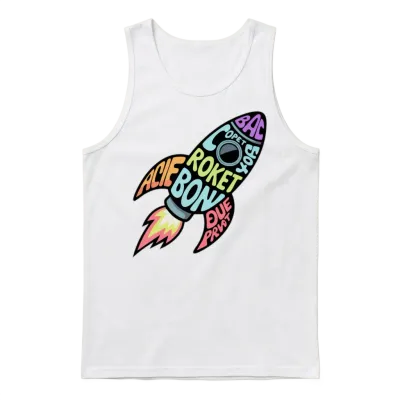 Retro Rocket Unisex Tank Top - White
