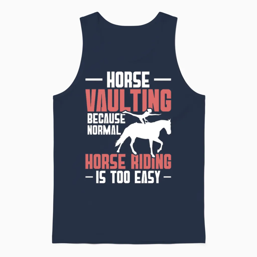 Horse Vaulting Girl Horse Gymnastics Lunger Horse Unisex Tank Top in Navy