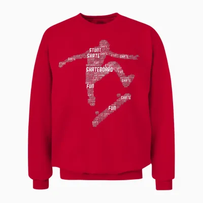 Skateboard Stunt Retro Skater Boys Children Men Unisex Sweatshirt - Red