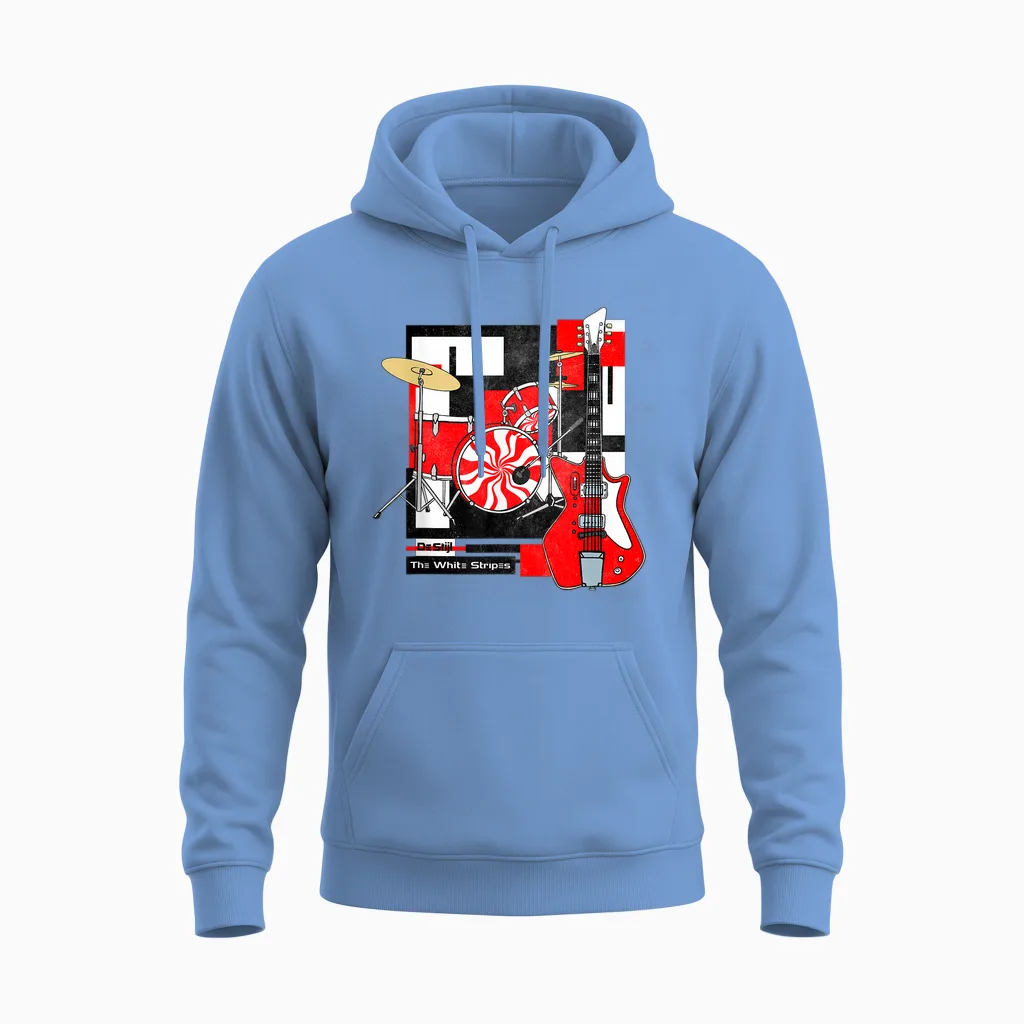 The White Stripes Band Set - Music Lovers Unisex Hoodie in Carolina Blue